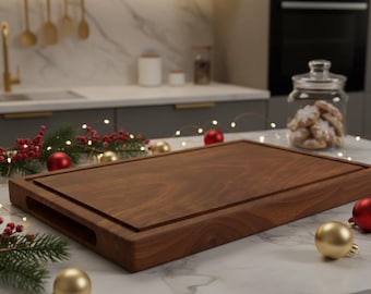 Walnut Cutting Board with Juice Groove, Chef Style Kitchen Board (41x25cm)