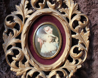 Cameo Creations Antique Art w Rococo Antiqued Gold Frame Elizabeth Cavendish