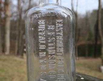 Antique Glass Bottle New York Made in USA Easy Bright Polish B.F. Stinson