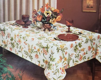 Vintage Home Decor Ming Flower Flannel-backed Tablecloth