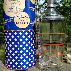 Vintage Deco Cocktail Shaker North Bros. Mfg. Co. Lightning Ice Breaker No.102 - 1930s in Original Packaging