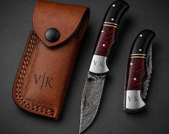 Hand Forged Damascus Steel Pocket Folding Camping Tool