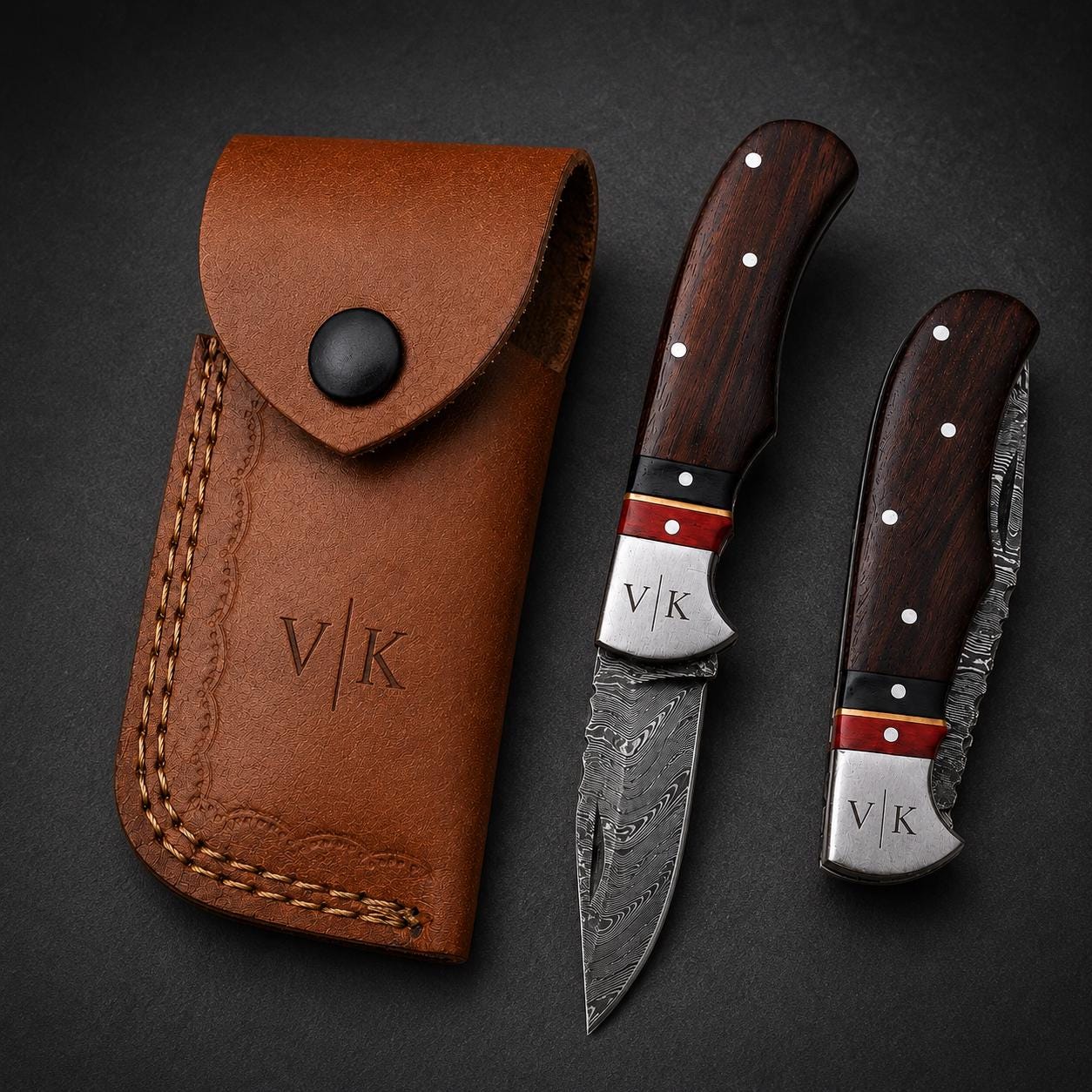 Hand Forged Damascus Steel Pocket Folding Camping Tool