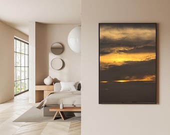 Conjunto de 5 fotografías de arte mural de la hora dorada / Fotografía del atardecer / Impresiones digitales minimalistas y cálidas