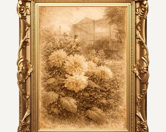 Vintage Floral Wall Art Set of 3, Sepia Botanical Prints, Antique Style, Digital Download
