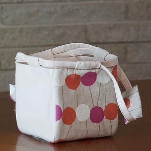 Pink Pom Pom Canvas Handbag: Komebukuro Inspired Cube Bag