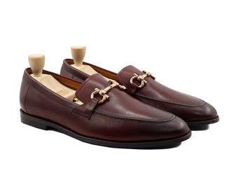 Oxblood Horsebit-loafers heren | Handgemaakte kalfsleren nette schoenen