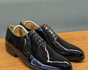 Handgemaakte zwart lakleer Oxford Wholecut-leren herenschoenen | Luxe Italiaanse stijl voor smoking