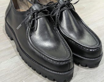 Handgemaakte Tiroler derbyschoenen van zwart kalfsleer voor heren