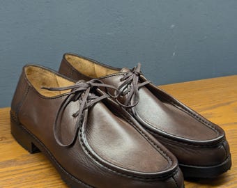 Handgemaakte bruine kalfsleren Tiroler derbyschoenen voor heren
