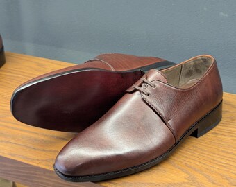 Handgemaakte donkerbruinbruine leren derbyschoenen met twee veterogen – formele kalfsleerschoenen voor heren