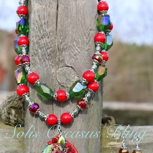 Zestaw - Western Rodeo Cowgirl Handmade Artisan Crystal Pendant Necklace