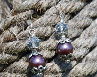 Western Rodeo Cowgirl Handmade Artisan Earrings - Plum Pearls