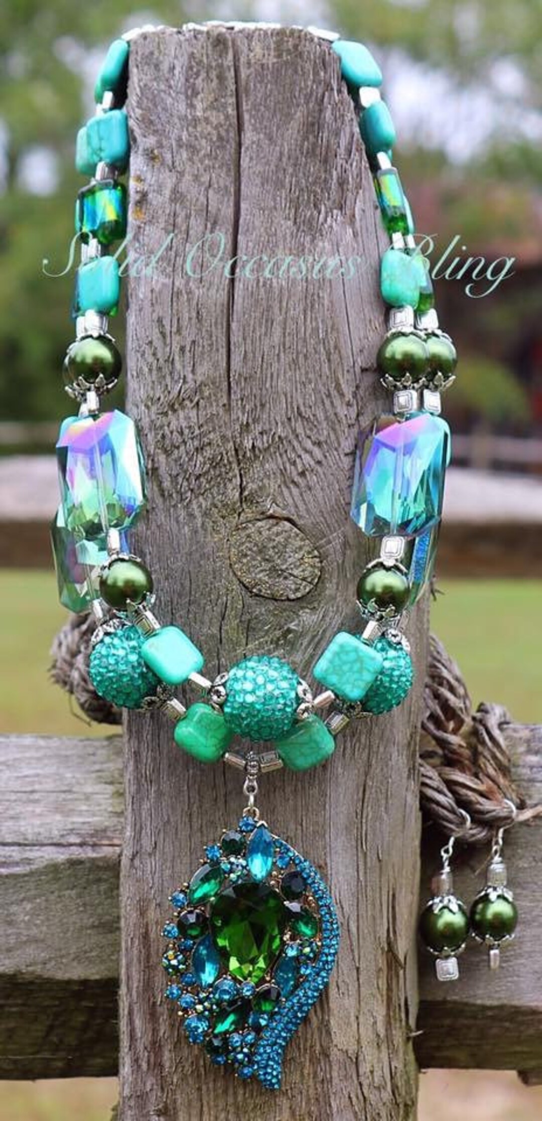 SET - Western Rodeo Cowgirl Handmade Artisan Statement Necklace ...