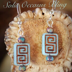 Beautiful Geometric Inlay Handmade Artisan Earrings