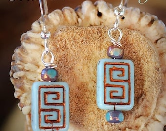 Beautiful Geometric Inlay Handmade Artisan Earrings