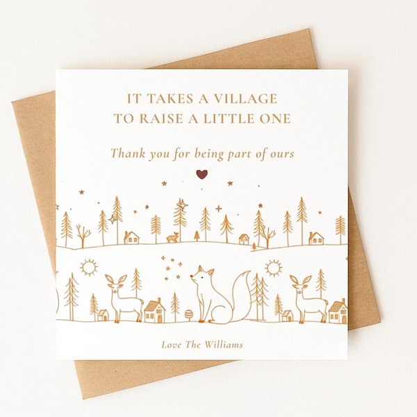 Personalised Teacher Thank You Card – It Takes a Village 6x6”