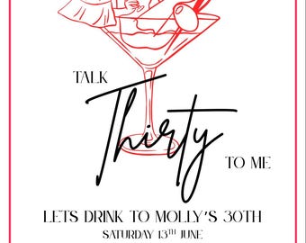 Talk Thirty to Me birthday invitation, 30th birthday party invite, printable dirty thirty template, fun thirtieth celebration invite