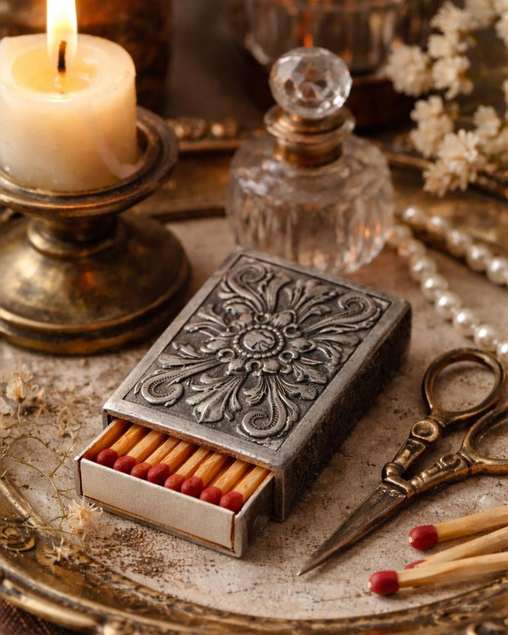 【ヴィンテージ】シルバーマッチボックスホルダー Vintage Silver Match Box Holder - Etsy
