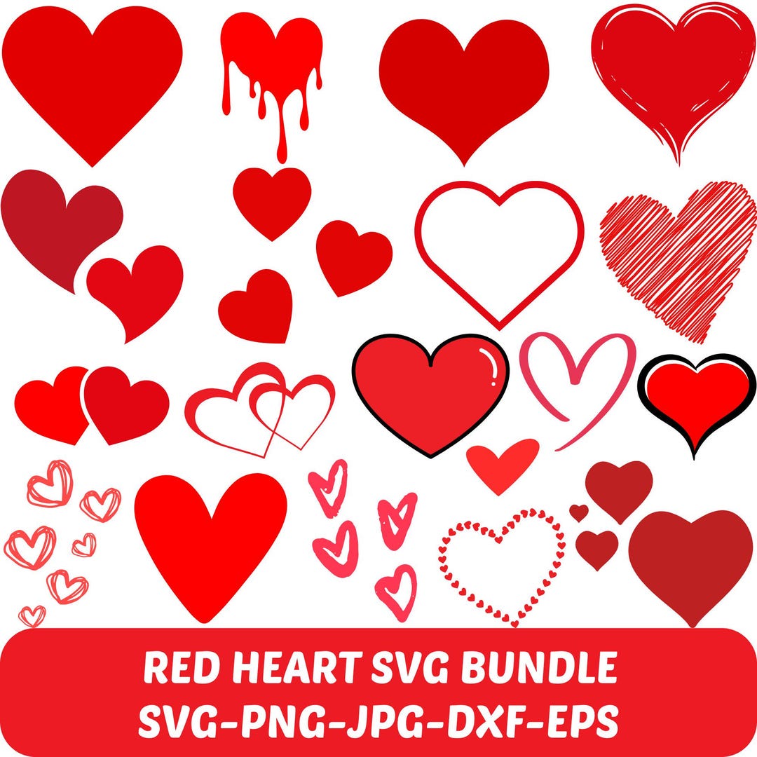 Red Hearts SVG Bundle: Valentine's Day Graphics (digital Download) - Etsy