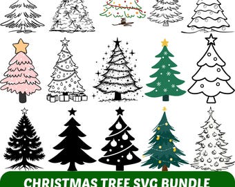 Christmas Tree SVG Bundle: Ornaments & Pine Tree ClipArt (Digital Download)