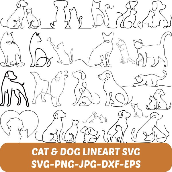Line Drawing of 2 Dogs - Etsy UK
