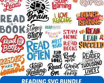 Reading SVG Bundle, Book Lover Quotes (Digital Download)