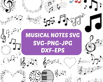 Musical Notes SVG Bundle: Music Clipart, Vector Files (Digital Download)