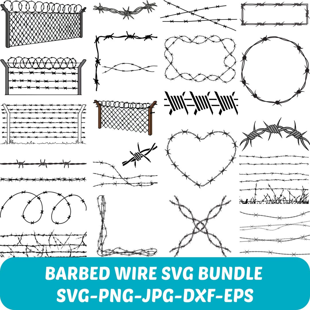 Barbed Wire SVG Cut Files, Clipart, Frame (digital Download) - Etsy
