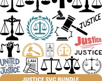 Gerechtigkeit SVG Bundle, Gesetz, Hammer, Waage (Digitale Dateien)