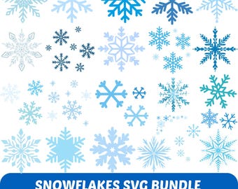 Sneeuwvlok SVG-bundel, winter gesneden bestanden (digitale download)