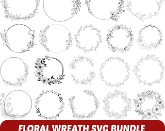 Floral Wreath SVG Bundle, Wedding Circle Frame (Digital Download)
