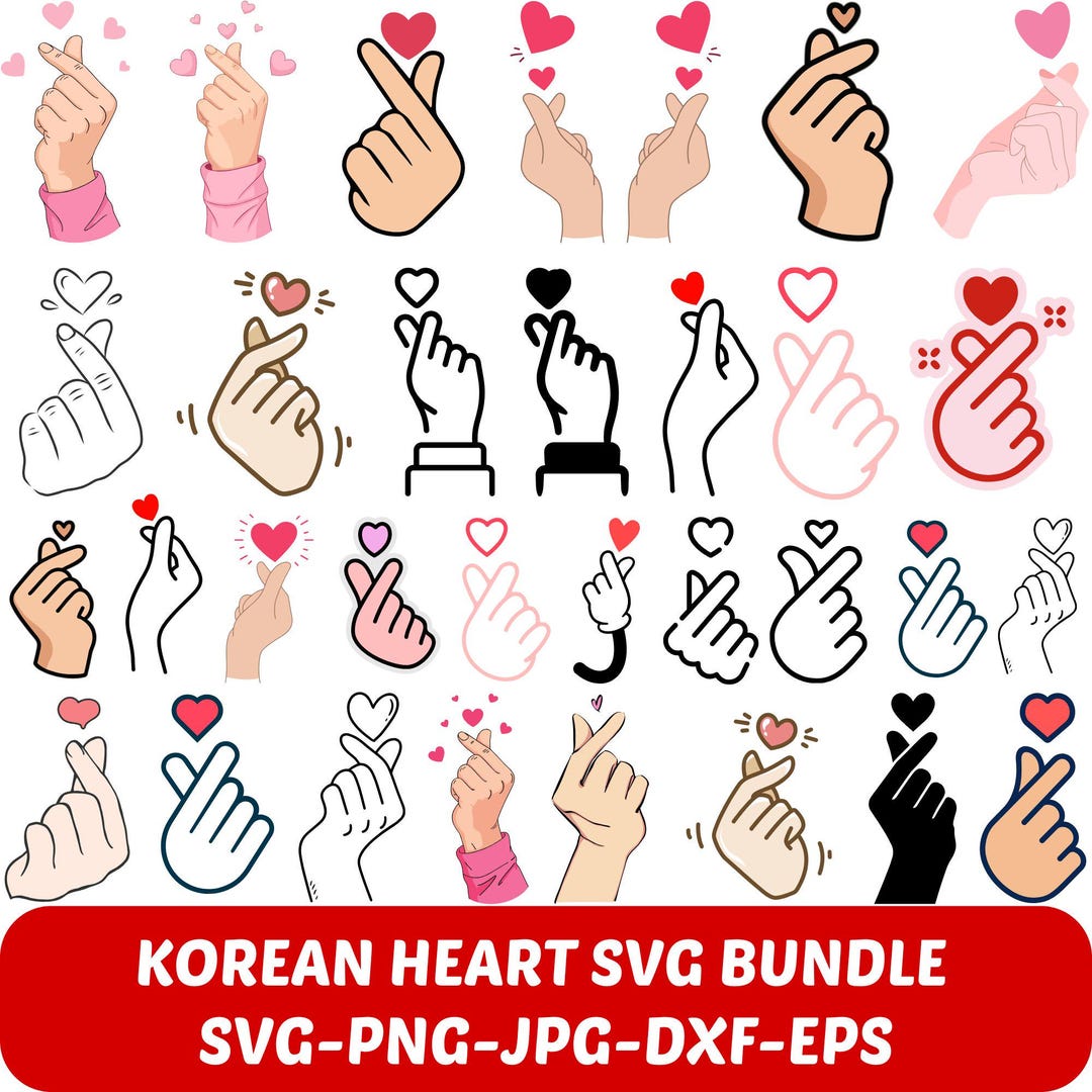 Korean Finger Heart SVG: Kpop Love Sign Clipart (digital Download ...
