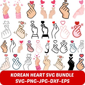 Koreanskt fingerhjärta SVG: Kpop kärlekstecken Clipart (digital nedladdning, kommersiellt bruk OK)