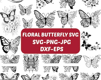 Floral Butterfly SVG Bundle: Cutting File for Cricut & Silhouette (Digital Download)