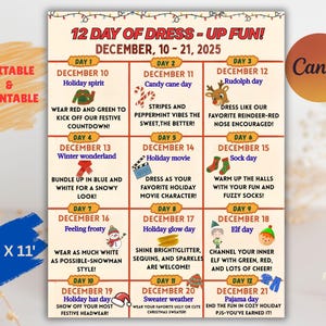 12 days of christmas dress up calendar The 12 Days of Christmas Dress Up Days Begin December 6th!