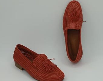 Zapatillas de rafia para hombre, zapatos de rafia hechos a mano, zapatos de rafia para hombre
