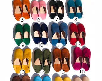 Zapatillas Mujer Babouche Marroquíes Zapatillas hechas a mano de suave Cuero Orgánico Zapatos Mujer Zapatos Zapatillas de Casa Mules de Cuero Idea de Regalo para mujer