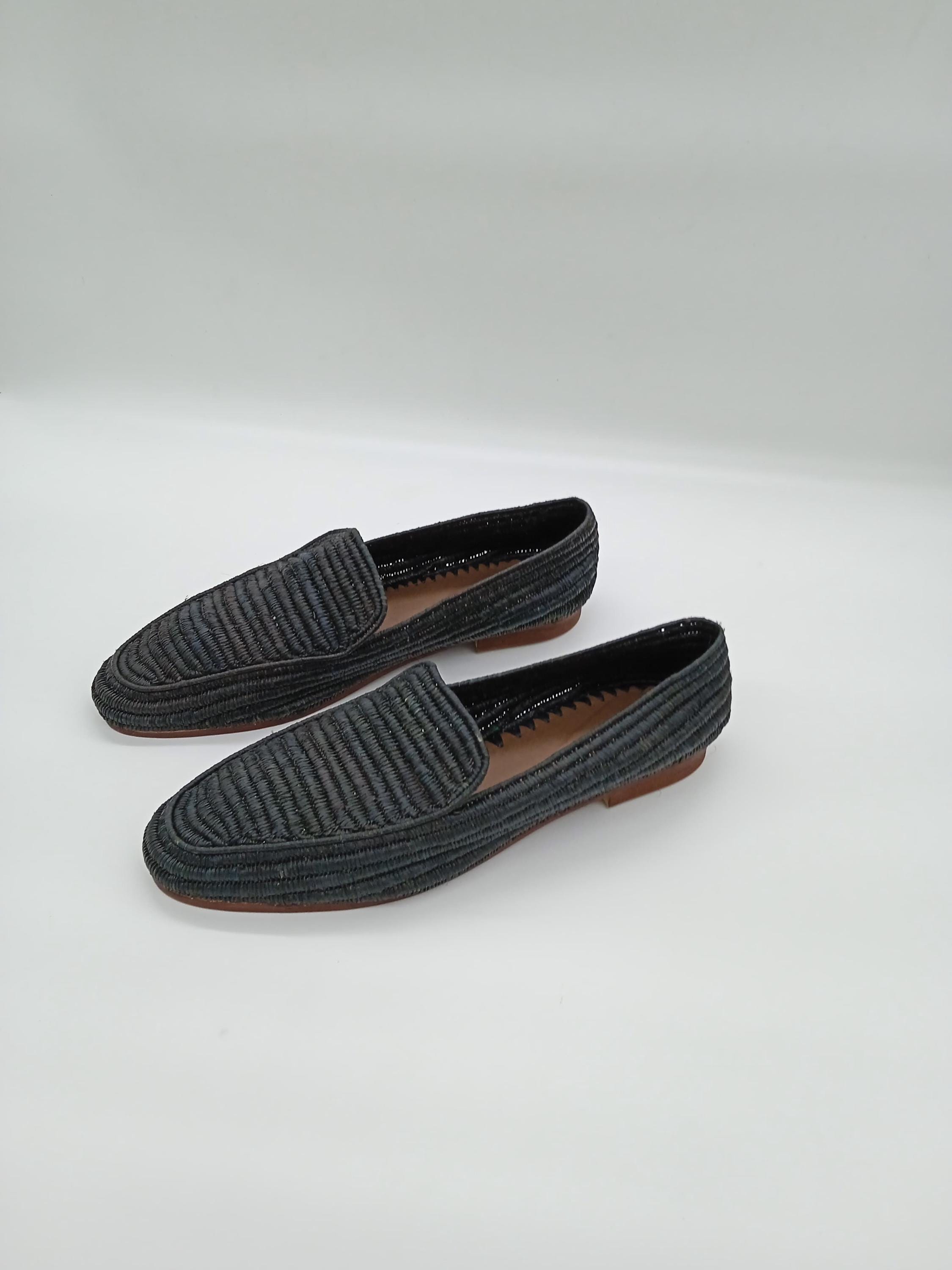 CASABLANCA1942 Mens Beppe Raffia Apron-Toe Loafers Various Sizes, Colors Handwoven Natural and Blue Raffia Loafers for Men | Moroccan  main image 4