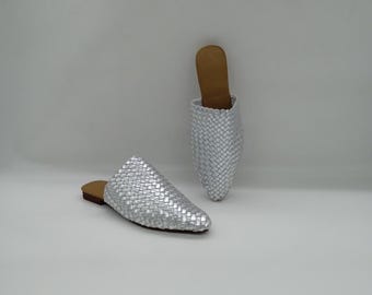 Zapatillas Mujer Babouche Marroquíes Zapatillas hechas a mano de suave Cuero Orgánico Zapatos Mujer Zapatos Zapatillas de Casa Mules de Cuero Idea de Regalo para mujer