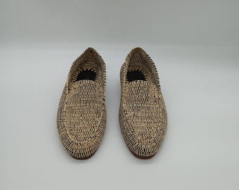 Zapatillas de rafia para hombre, zapatos de rafia hechos a mano, zapatos de rafia para hombre