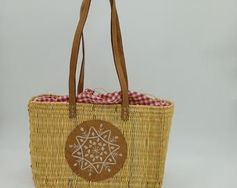 Cesta de paja hecha a mano, bolso de paja marroquí, bolso de paja francesa