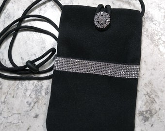 Elegant Black Blingy Phone Bag