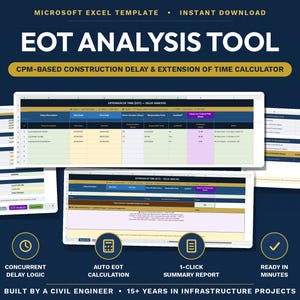 Construction Delay Analysis Excel Tool | EOT Extension of Time | CPM Schedule | Contract Claim Template