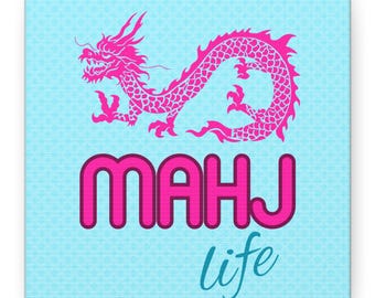 Mahjong Dragon Canvas Art, Game Room Decor