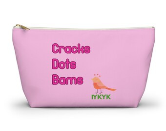 Mahjong Tile Accessory Pouch, Cracks Dots Bams Design, Zipper Makeup Bag, Travel Organizer