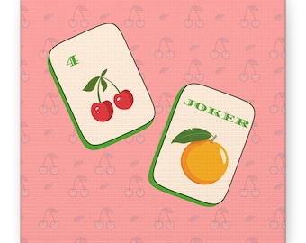 Mahjong Tiles Canvas Art, Game Room Wall Decor