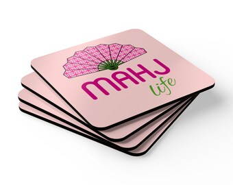 MAHJ Life Ensemble de sous-verres en liège | Dessous de verre tuiles de mahjong