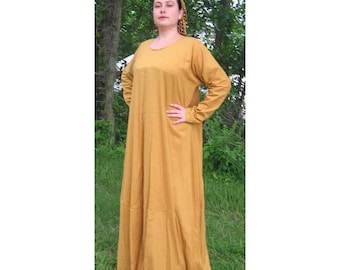 Cotton Medieval Dress. SCA LARP Rennaissance One size fits most.