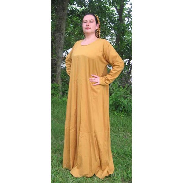 Cotton Medieval Dress. SCA LARP Rennaissance One size fits most.